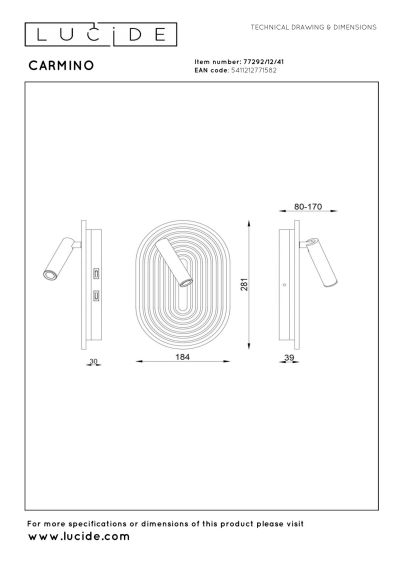 Lucide CARMINO - Wall light - LED - 2700K - Taupe